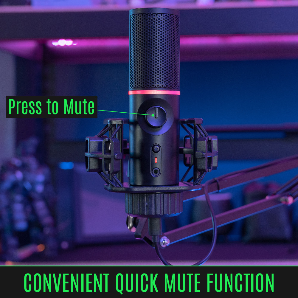 streamplify Mic Arm Microfono Streaming con Brazo - Micrófono PC USB  Incluye Soporte Microfono - Modos de iluminación RGB - Captación cardioide