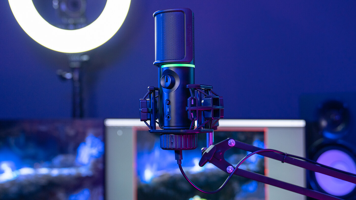 Streamplify RGB Microphone - w/ mic-arm - Black, På lager